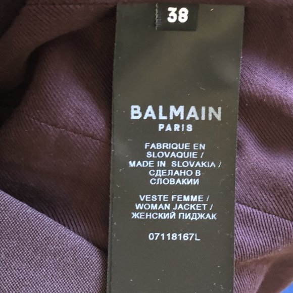 NWT BALMAIN Brown Grain De Poudre 8-Button Jacket - Picture 16 of 16